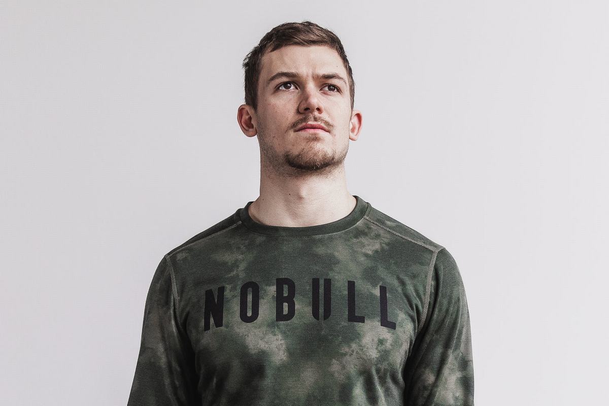 Nobull Crew Tie-Dye Men's Sweatshirts Green | Australia (MD7584)